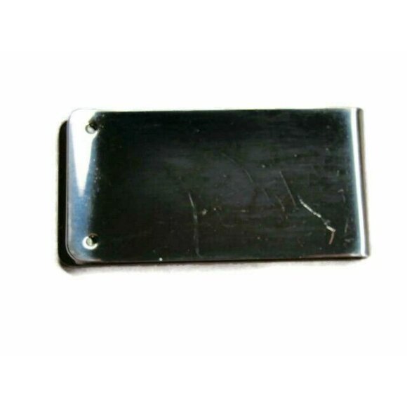 Money Clip Silver Tone & Black Wallet Credit Card Cash ID Holder - Picture 2 of 5